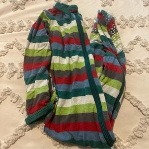 Kickee Pants Red and Green Striped Footie One Piece